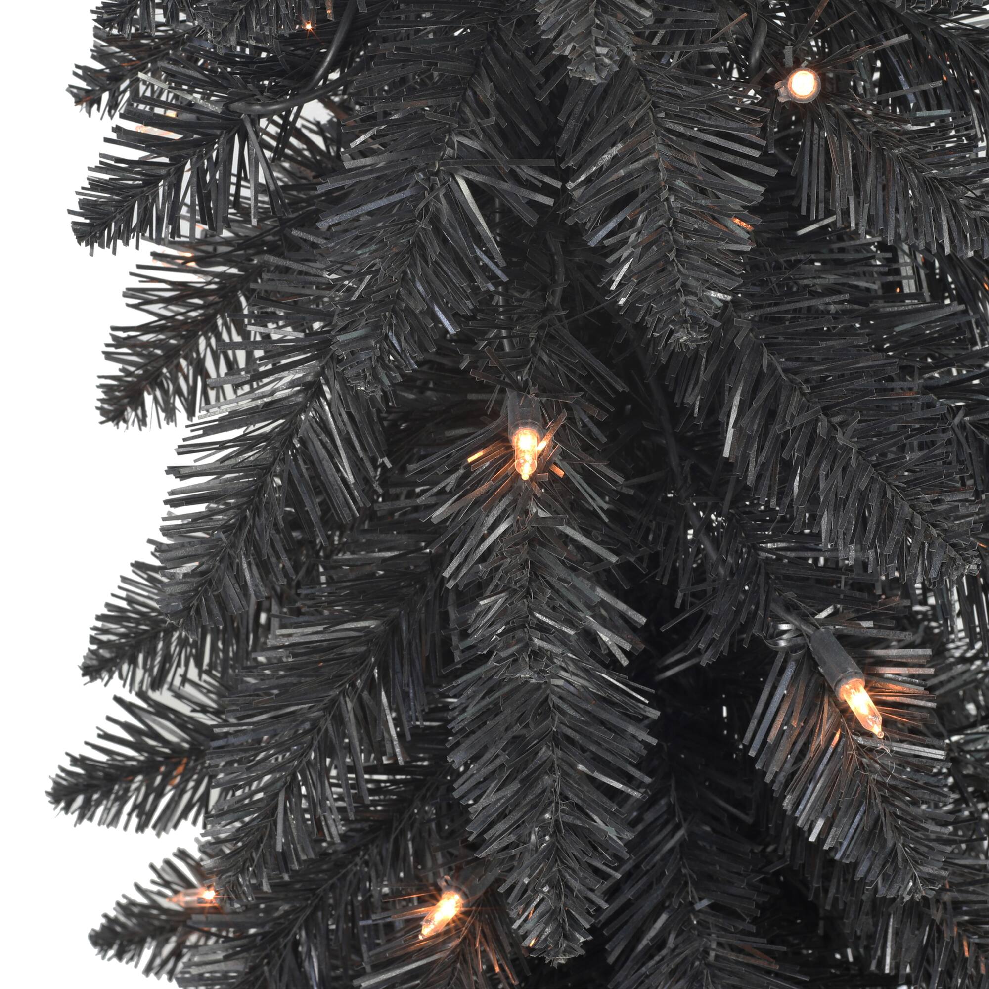 4ft. Pre-Lit Black Artificial Alpine Pencil Christmas Tree, Clear Lights
